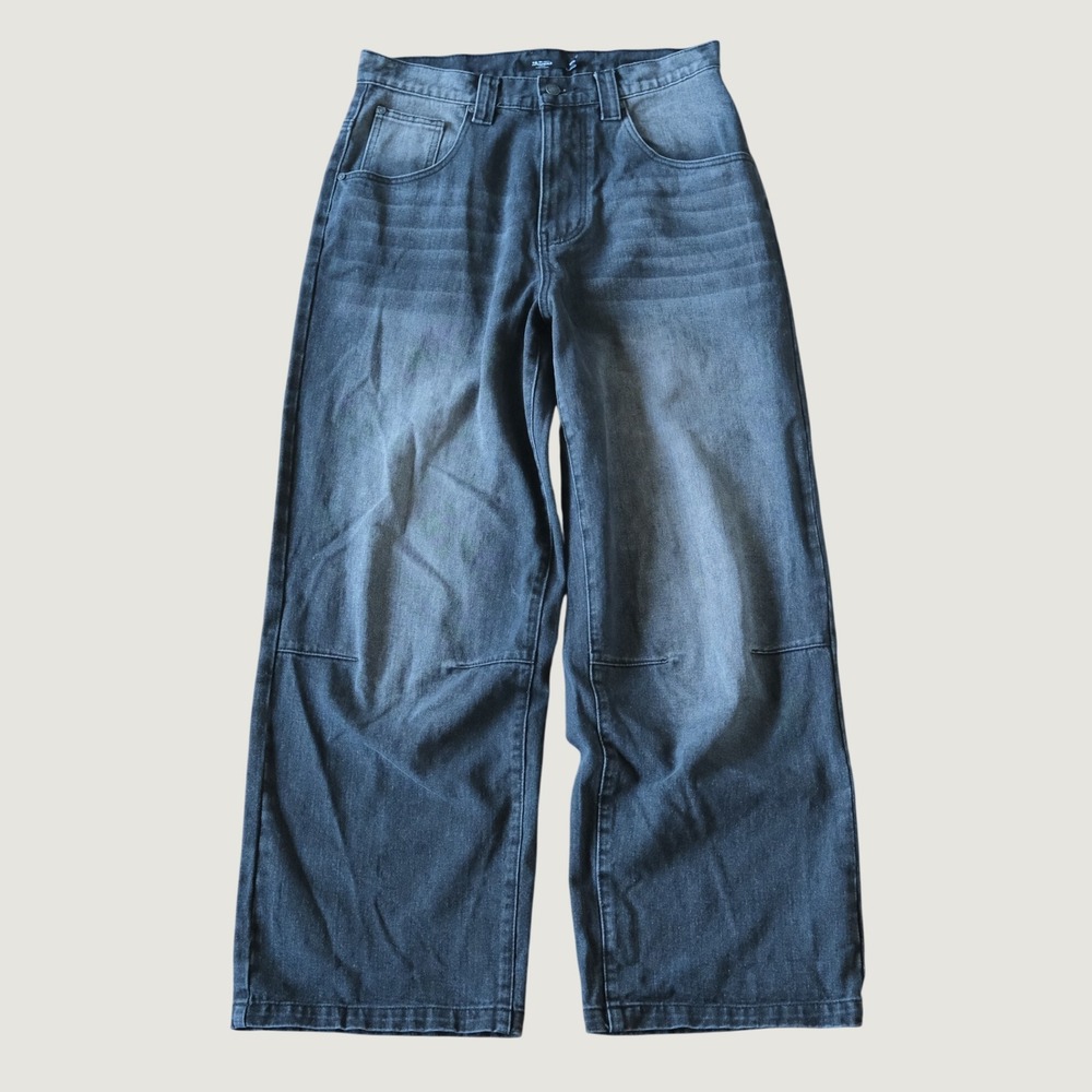 Jaded London Colossus Jeans Mens Black Acid Wash Baggy Wide Leg 28 Streetwear